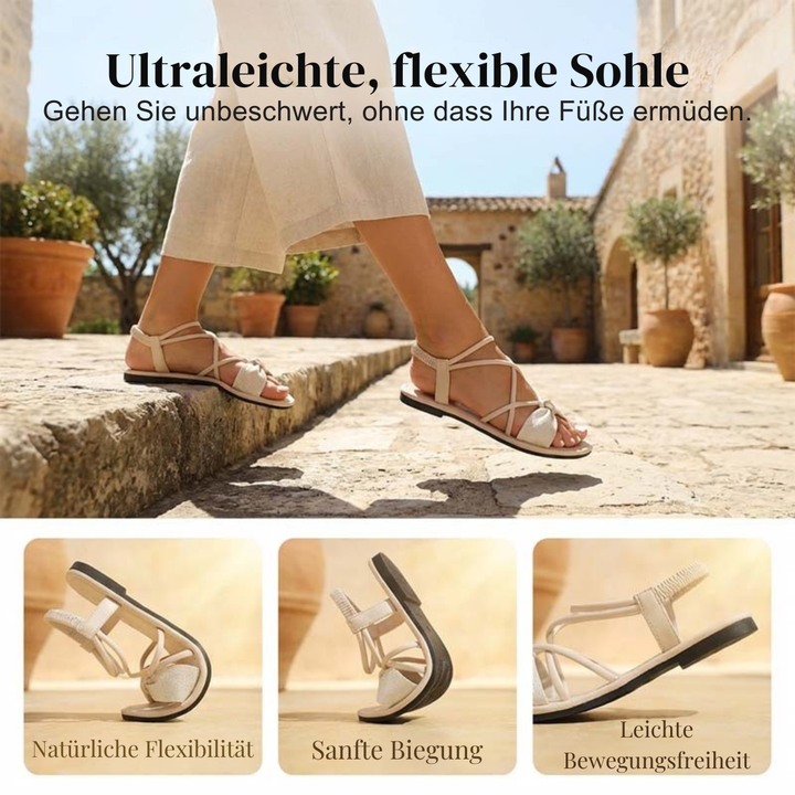 Hasmien Flat Sandals with Crossed Straps, view 8 - Elena Harper