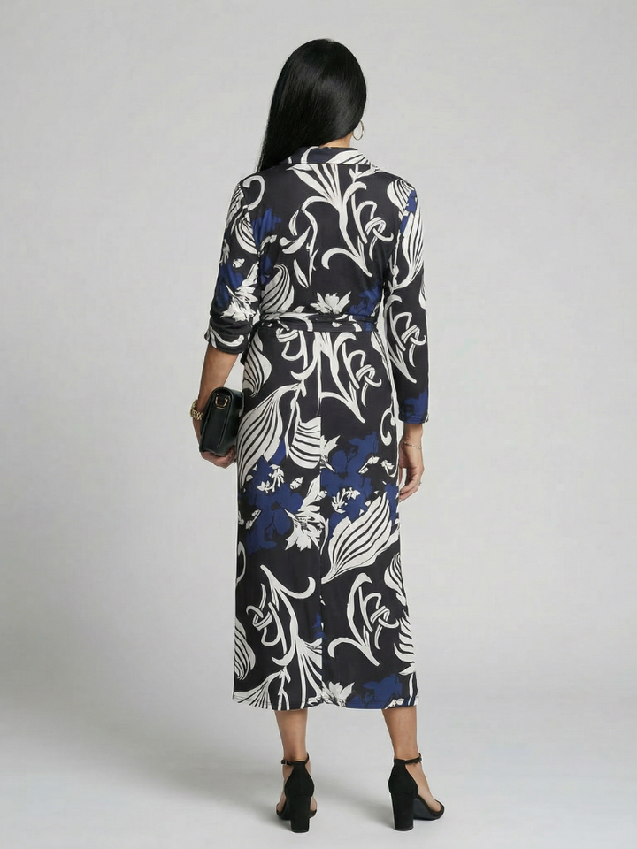 Elden Relaxed Wrap Midi Dress - Elena Harper