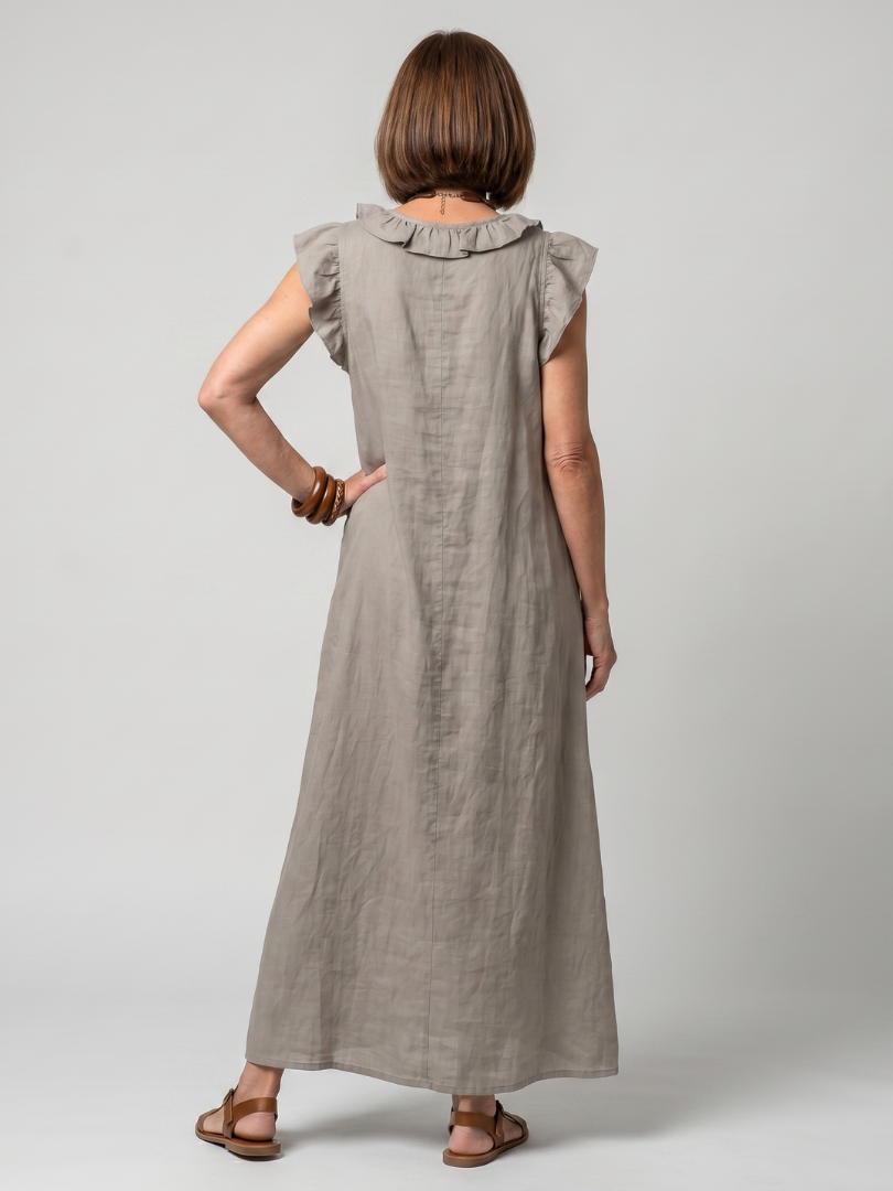 Women's Sleeveless Ruffle Trim Midi Dress - Flowing & Comfortable