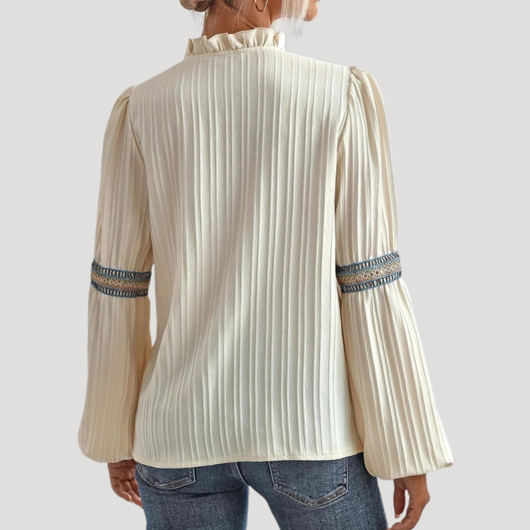 Bohemian Embroidered Women's Blouse with Flared Sleeves