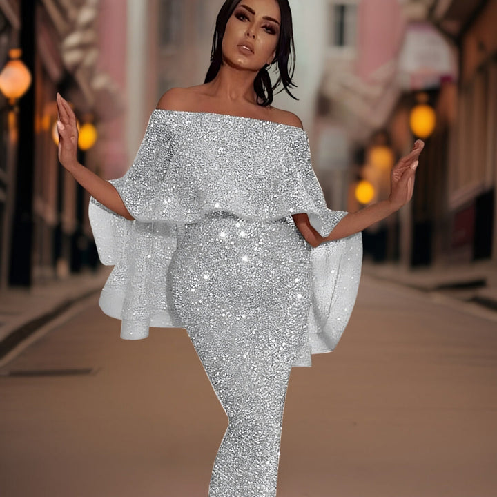 Women's Elegant Off-Shoulder Ruffle Dress
