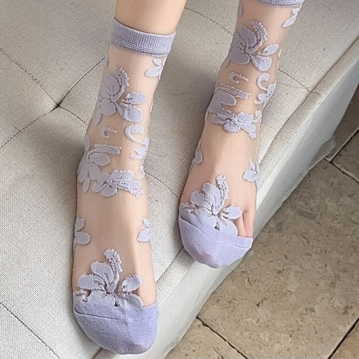Breathable Jacquard Floral Socks