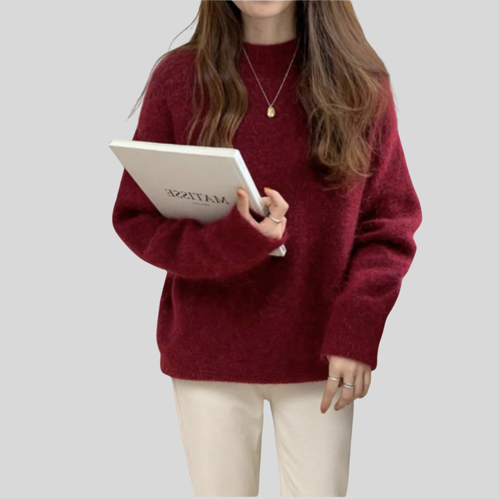 MIRIELLE Comfy Long Sleeve Round Neck Sweater, view 4 - Elena Harper