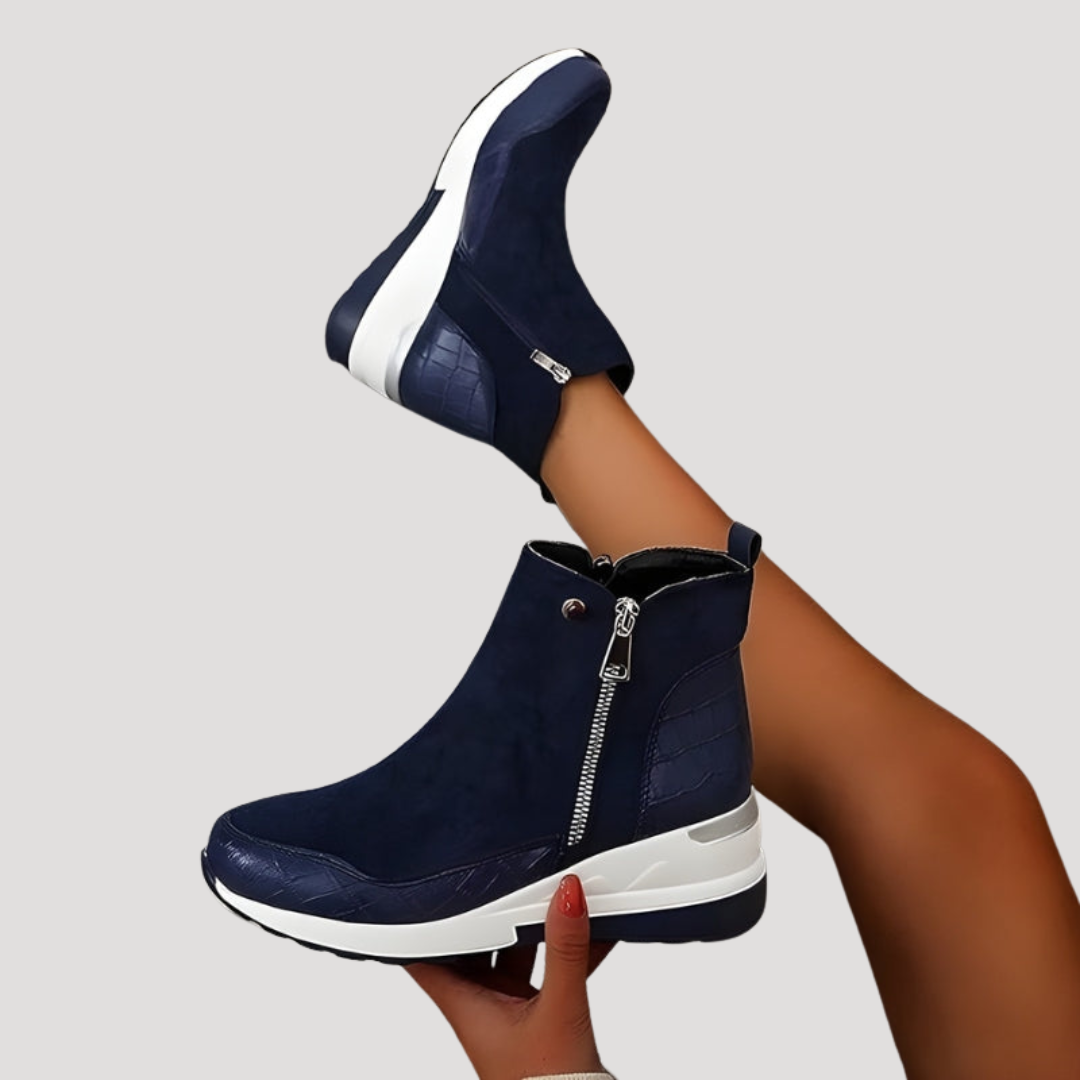 Women's Zip Ankle Boots with Wedge Sole