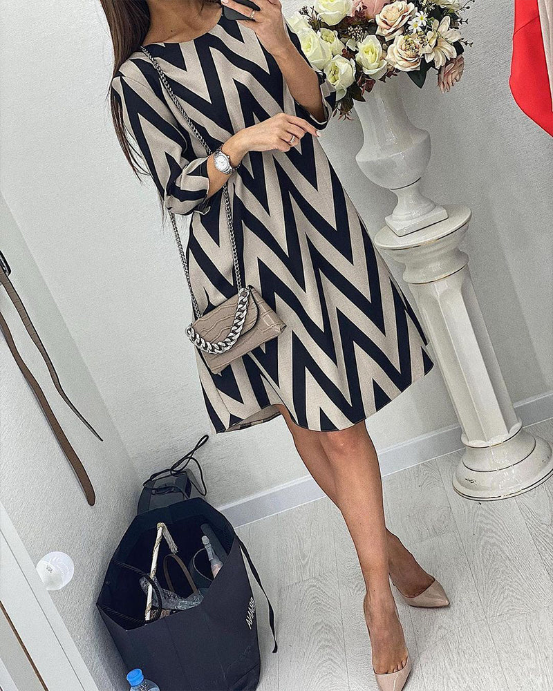 Lovenza Midi Zigzag Dress, view 4 - Elena Harper
