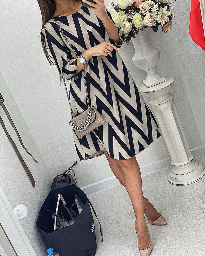 Lovenza Midi Zigzag Dress, view 4 - Elena Harper
