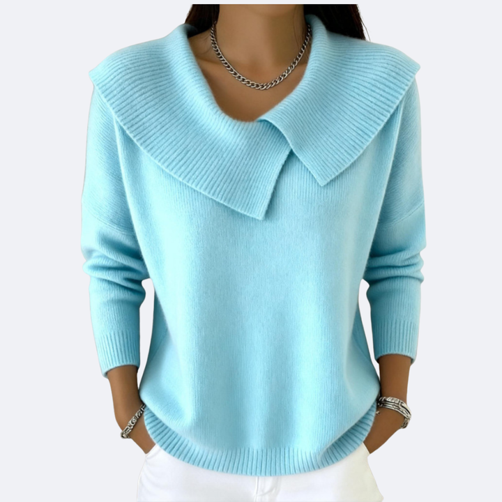 LUCIA Warm Sweater with Soft Collar, view 4 - Elena Harper