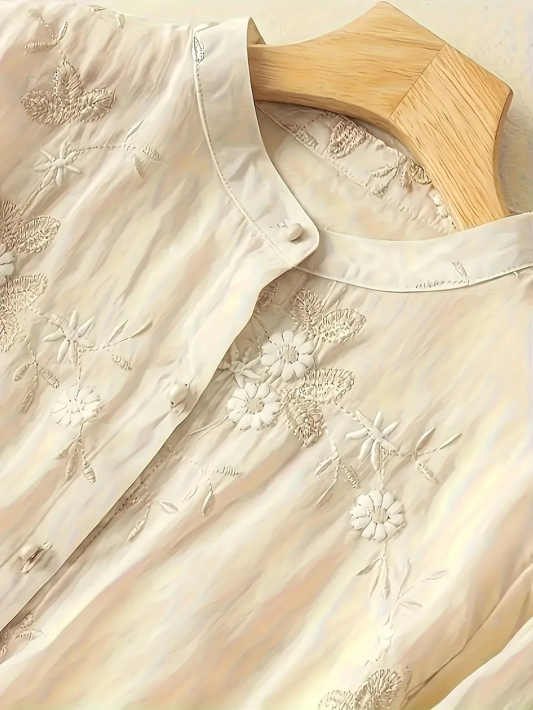 Embroidered Flower Blouse Eliza Button Closure Stylish, view 4 - Elena Harper