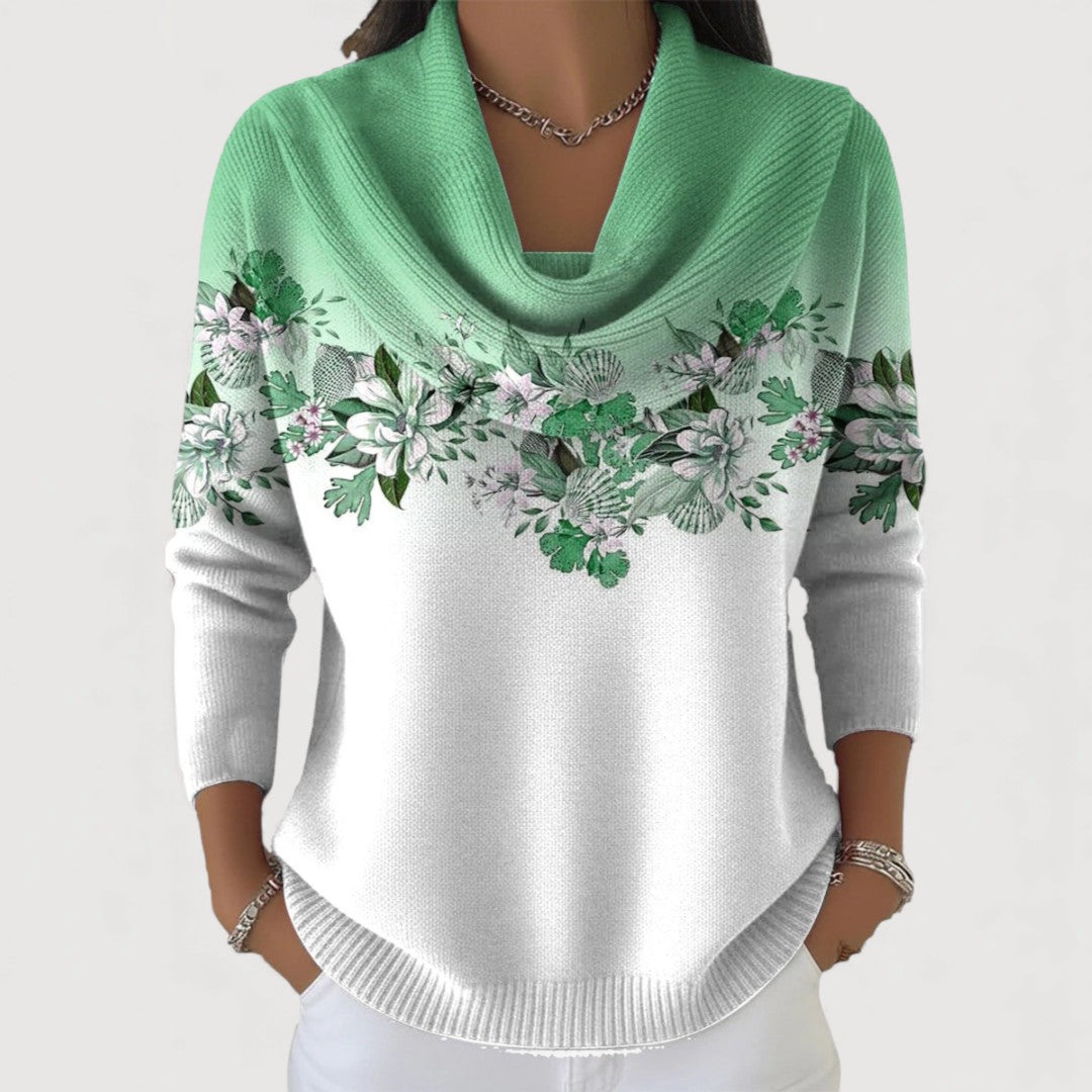ALORA – Pullover with Floral Pattern and Cowl Neck