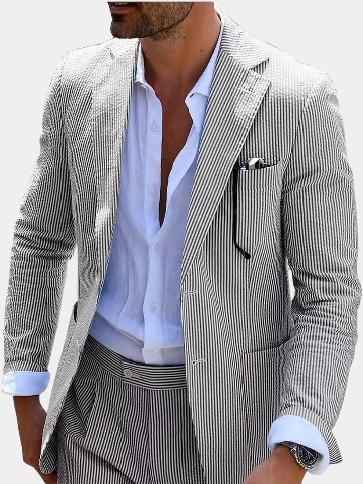 Striped Summer Suit (pants + Jacket) - Elena Harper