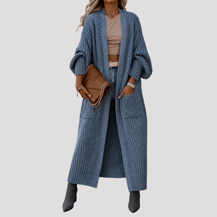 Long Oversized Women's Cardigan with Front Pockets