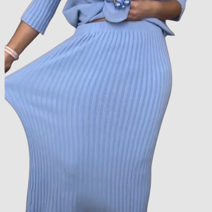 Lavinia Cozy Ribbed Skirt Set, view 5 - Elena Harper