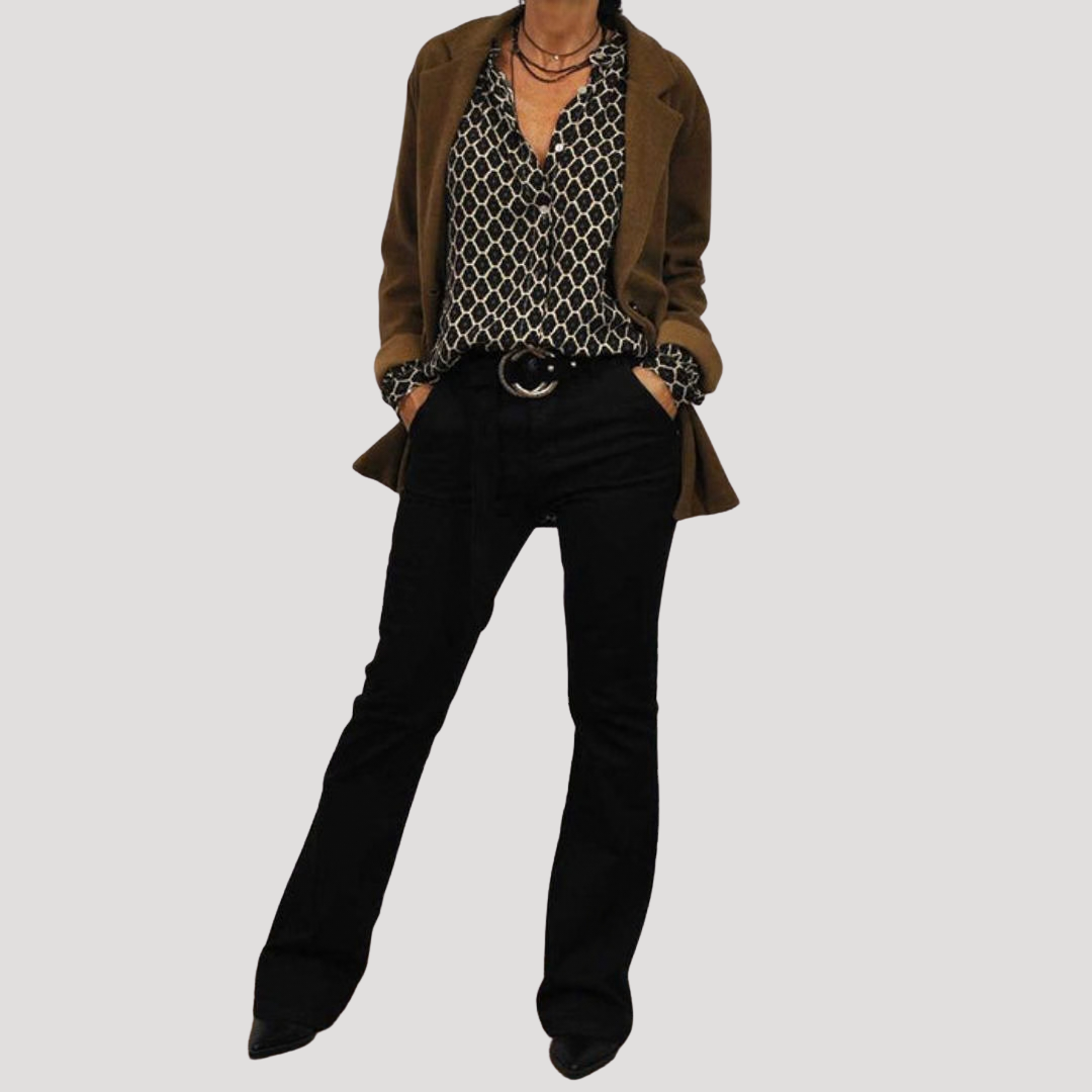 Elegant V-neck Long Sleeve Blouse