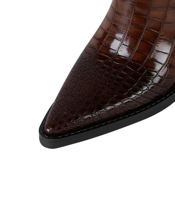 Westline | Knee-high Crocodile Effect Boots
