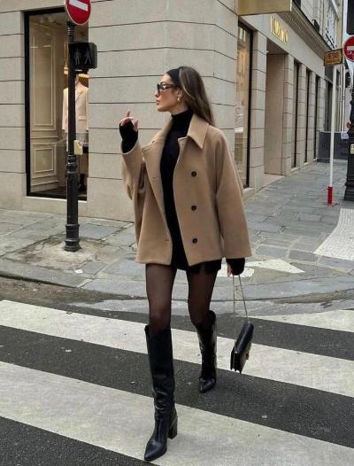 Oversized Button Coat for Women – Elegant Short Jacket