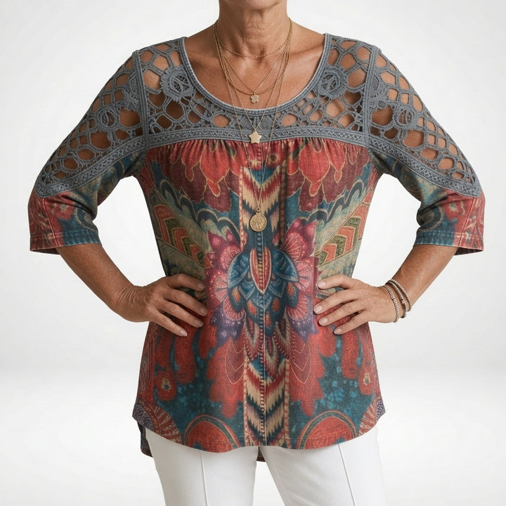 BLOUSE WITH ETHNIC PRINT FOR WOMEN