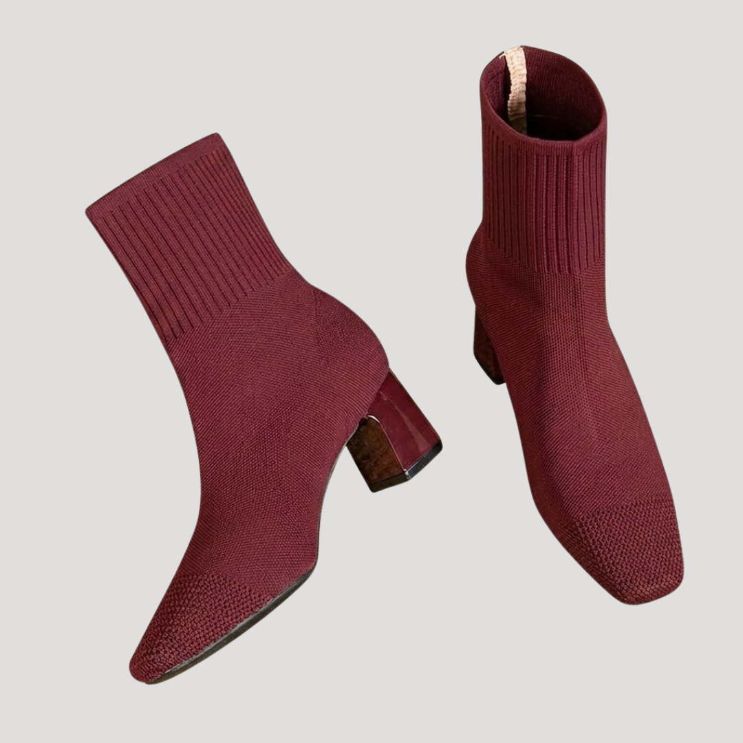 Women's Knit Ankle Boots with Block Heel