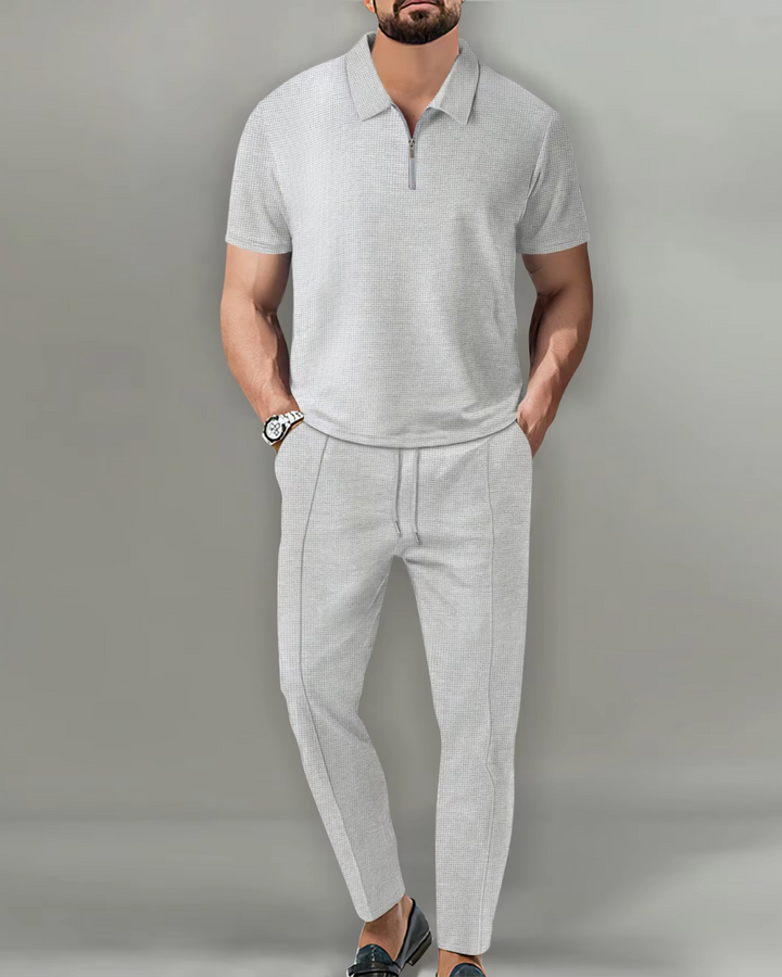 Piedmont Coordinated Zip Polo Set, view 3 - Elena Harper