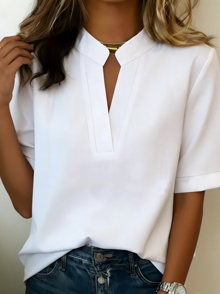 Women's Elegant V-Neck Short Sleeve Blouse