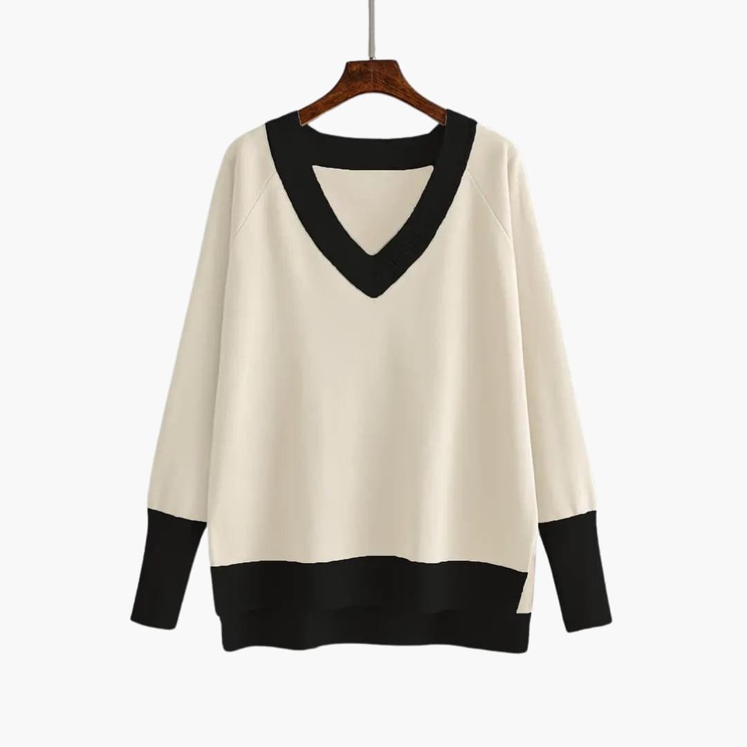 Nora | Modern V-Neck Knit Set with Wide Pants