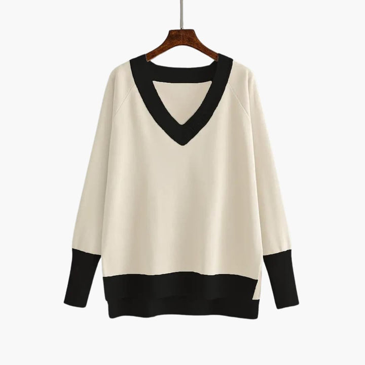 Nora | Modern V-Neck Knit Set with Wide Pants