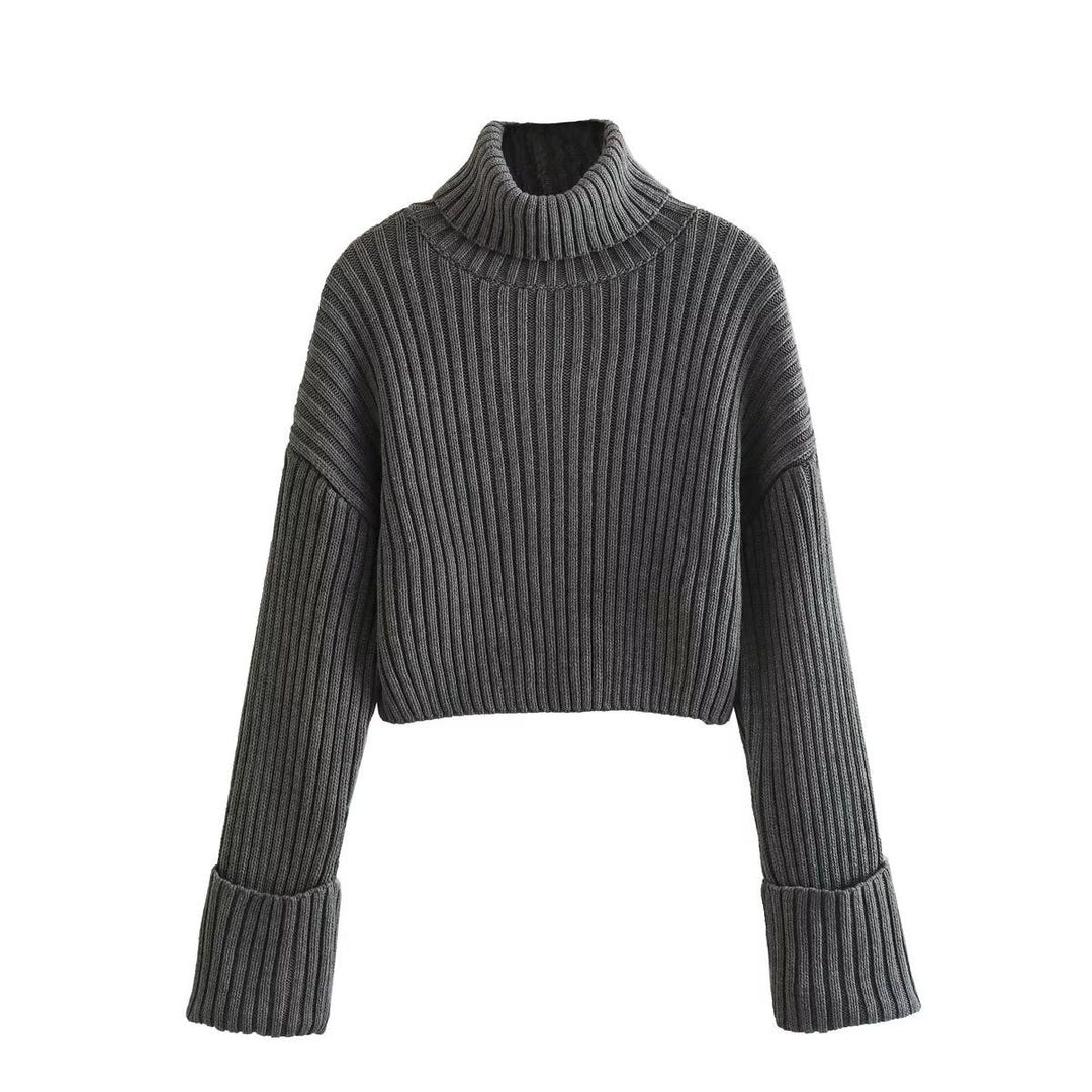 Eva - Women's High Neck Ribbed Sweater