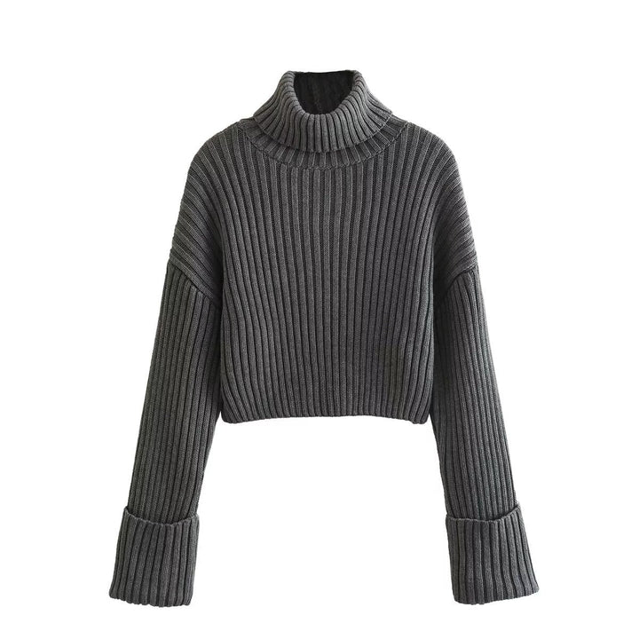 Eva - Women's High Neck Ribbed Sweater