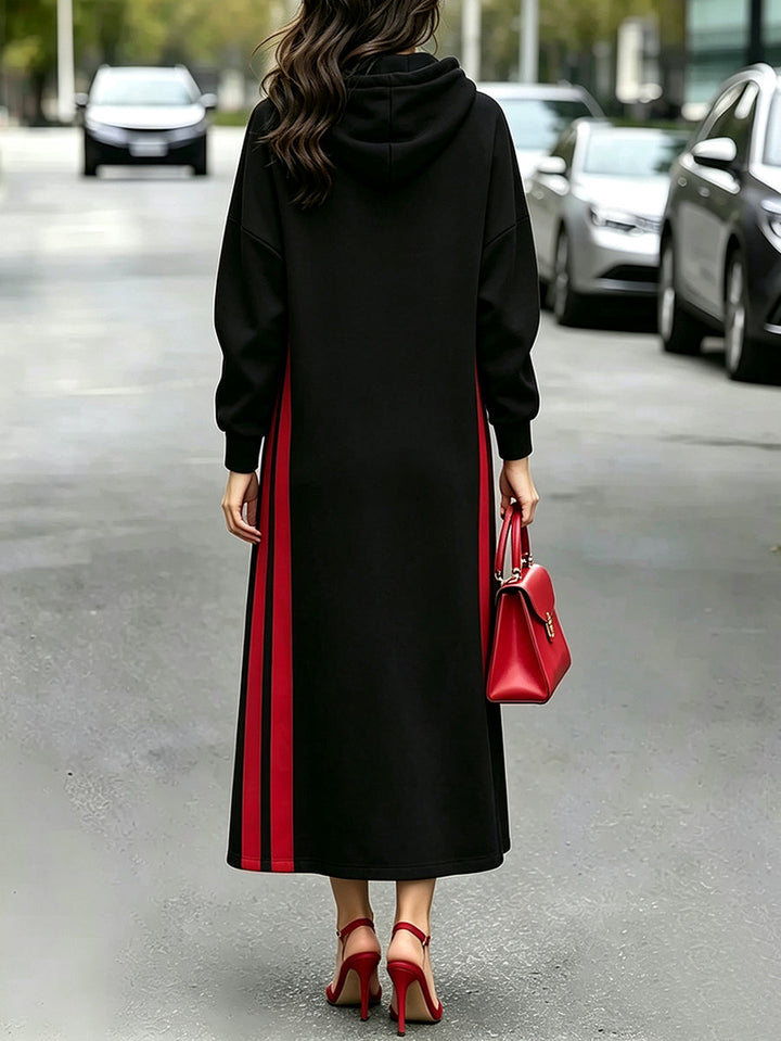 Women's Long Hooded Floral Print Dress