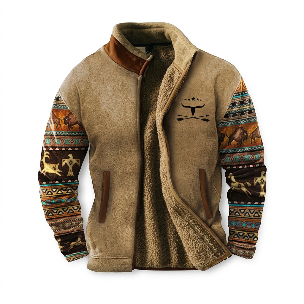 LAURENT MONACO | JACKET WITH INDIGENOUS PATTERN PRINT FOR MEN