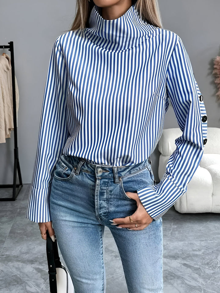 Bibi - Striped Shirt with Wide Collar
