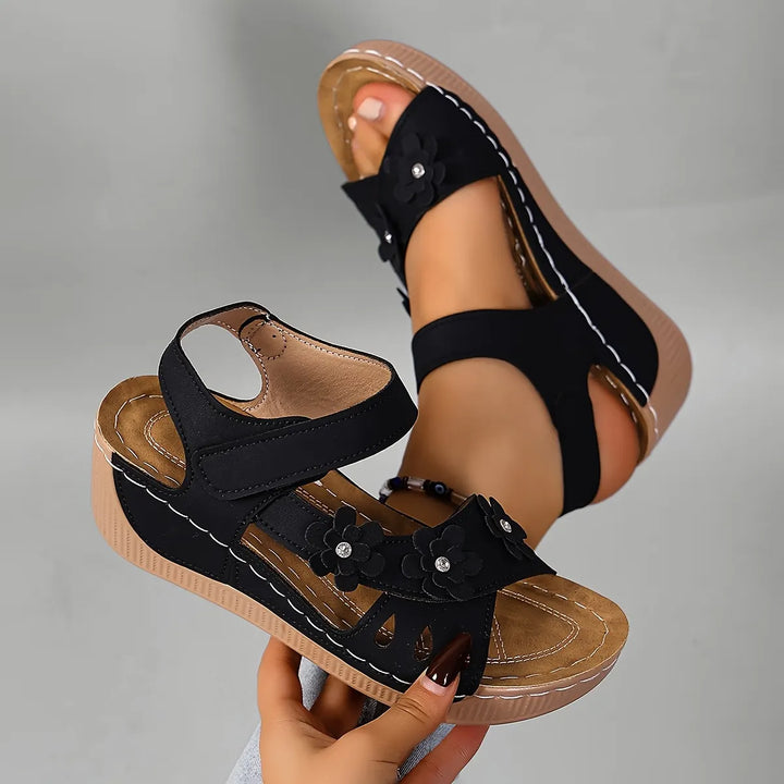 Ambella Comfortable Floral Sandals with Wedge Heel, view 8 - Elena Harper