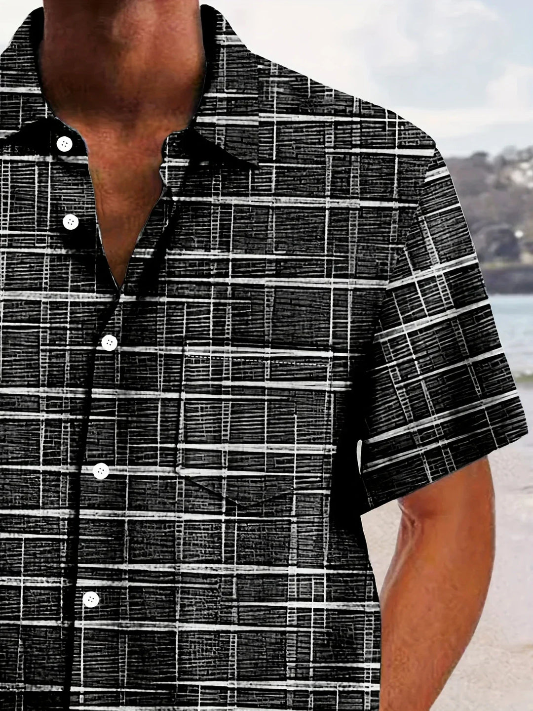Haroyan Stylish Shirt with Checked Stripe Pattern, view 8 - Elena Harper