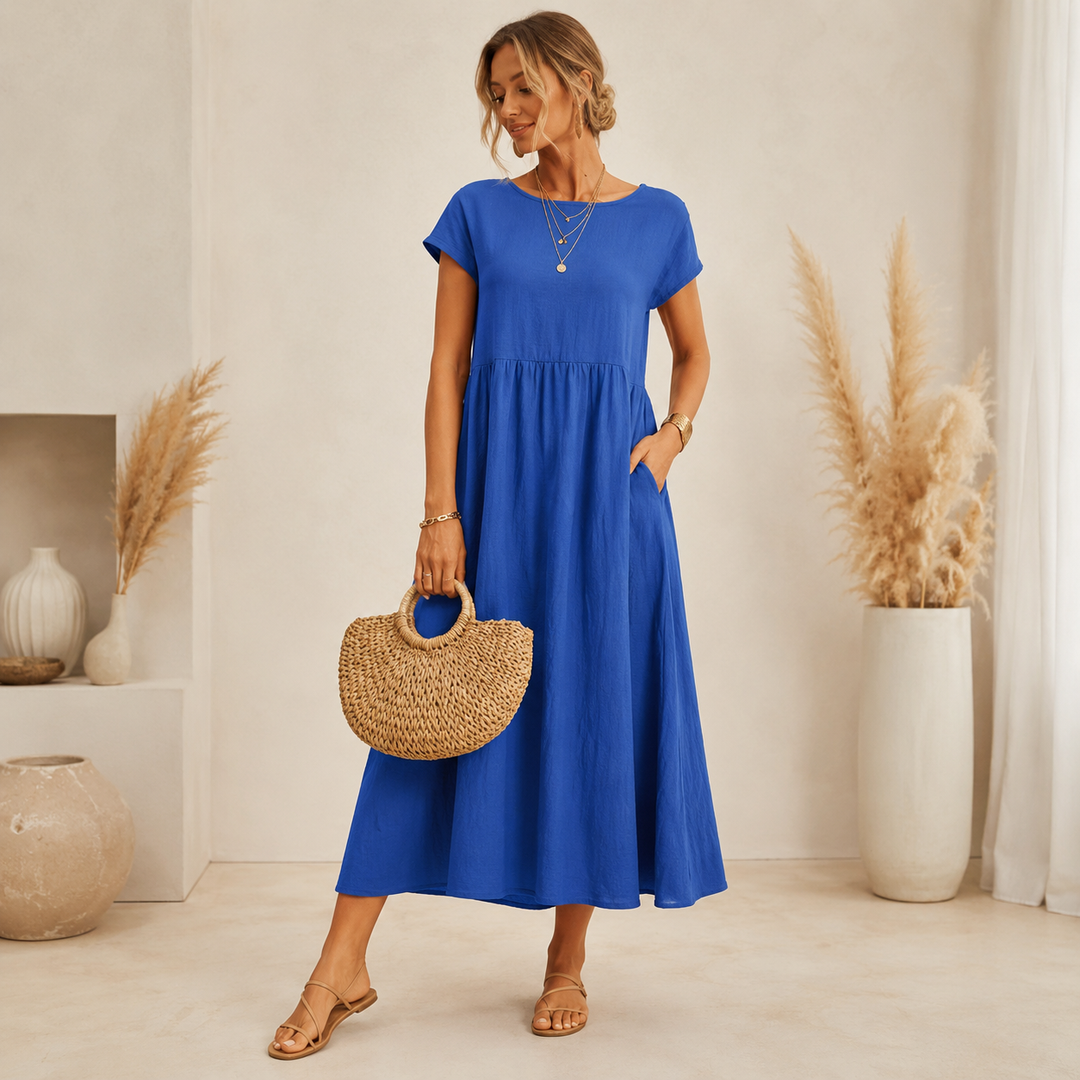 Lucie Belly-Covering Maxi Dress with Pockets, view 5 - Elena Harper
