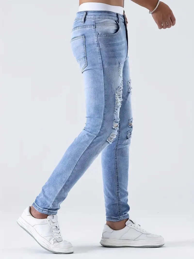 Men's Slim Fit Stretch Ripped Jeans, view 7 - Elena Harper