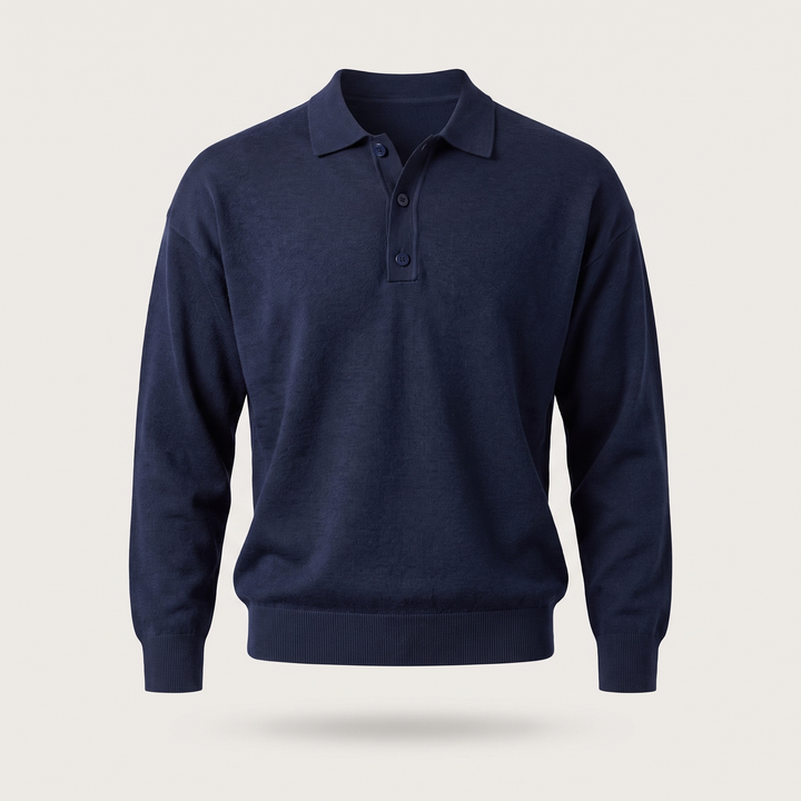 Niklas Elegant Men's Polo Shirt Made of Soft Wool-Cotton Blend, view 4 - Elena Harper
