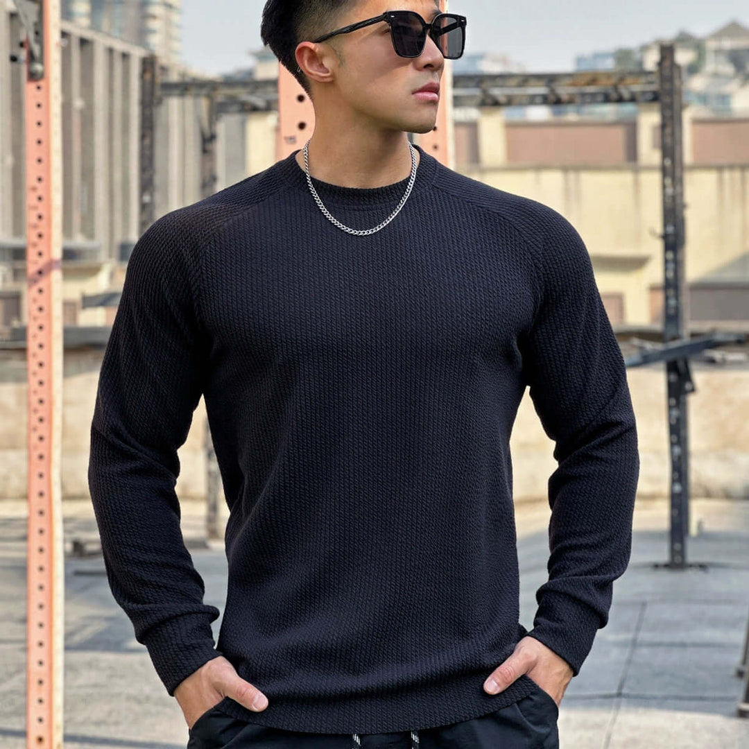 Men's Slim Fit Ribbed Knit Sweater, view 4 - Elena Harper