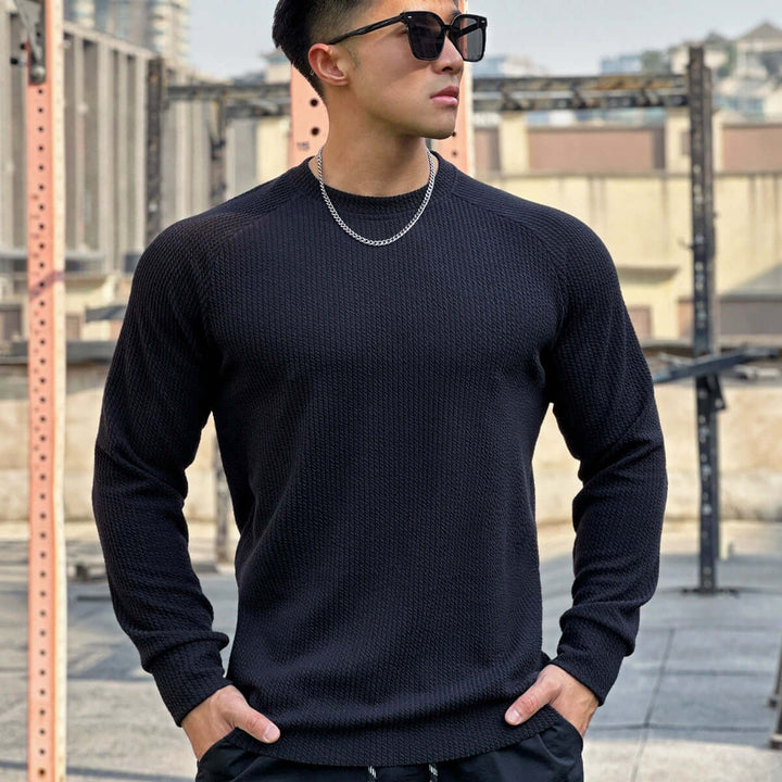 Men's Slim Fit Ribbed Knit Sweater, view 4 - Elena Harper