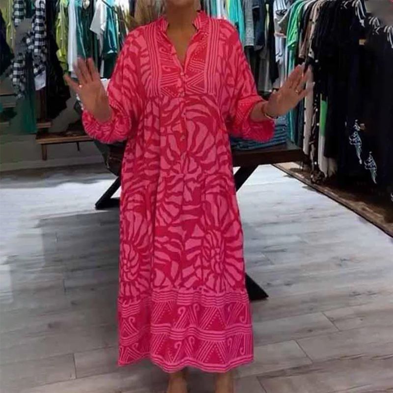 Azzon Comfortable Women's Dress with Modern Print, view 6 - Elena Harper