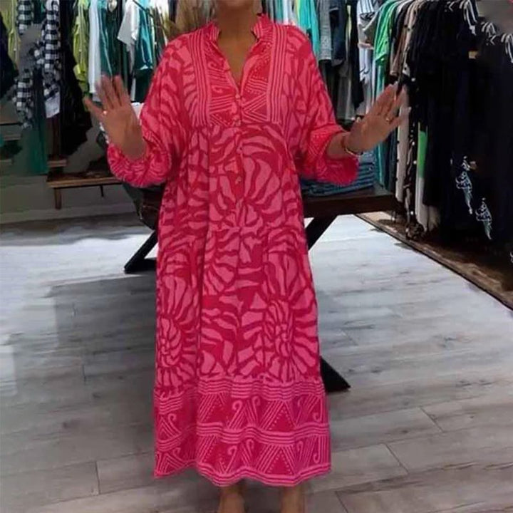 Azzon Comfortable Women's Dress with Modern Print, view 6 - Elena Harper