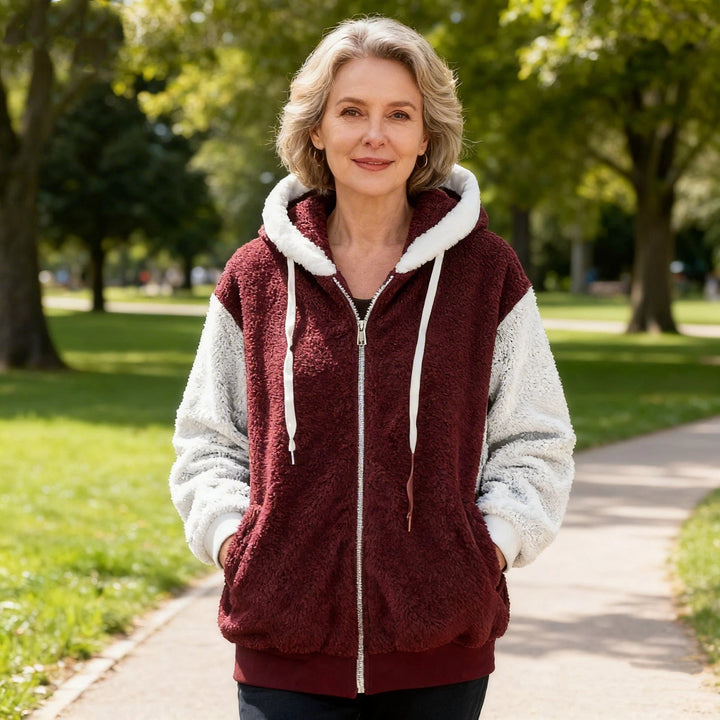Women's Zip-Up Hooded Fleece Jacket with Cozy Pockets