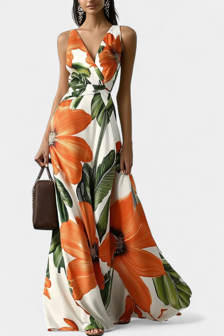 Regina Classic Dress with Floral Print - Elena Harper
