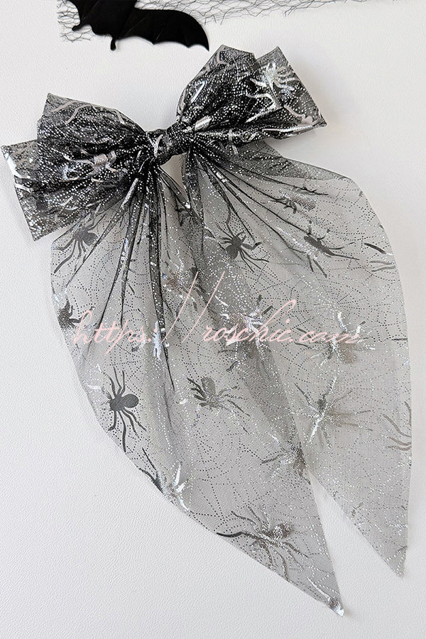 Large Halloween Mesh Bow Hair Clip