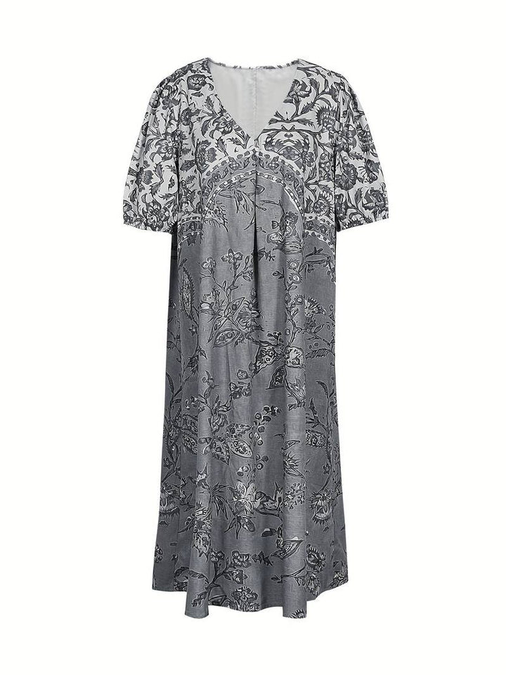 Abida Puff Sleeve V-Neck Multicoloured Dress