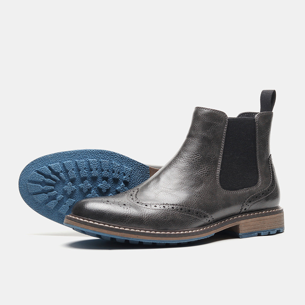 Men's Brogue Leather Ankle Boots - Alrik