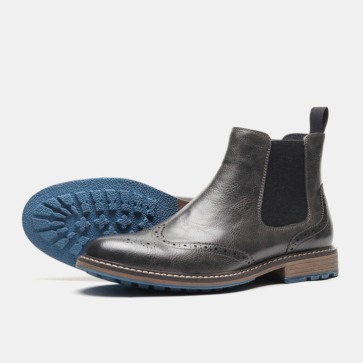 Men's Brogue Leather Ankle Boots - Alrik