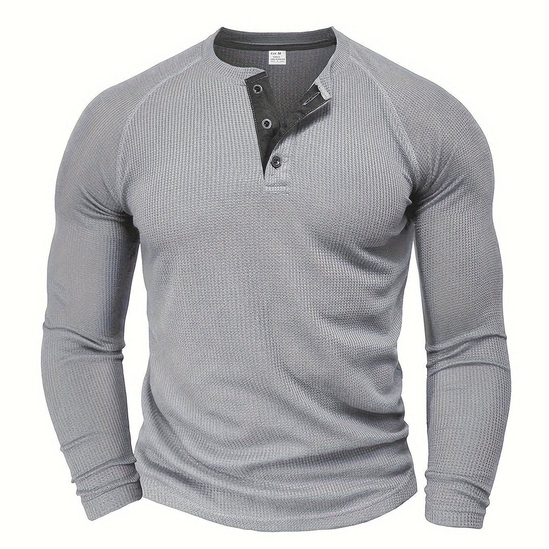 LAURENT MONACO | TEXTURED HENLEY T-SHIRT FOR MEN
