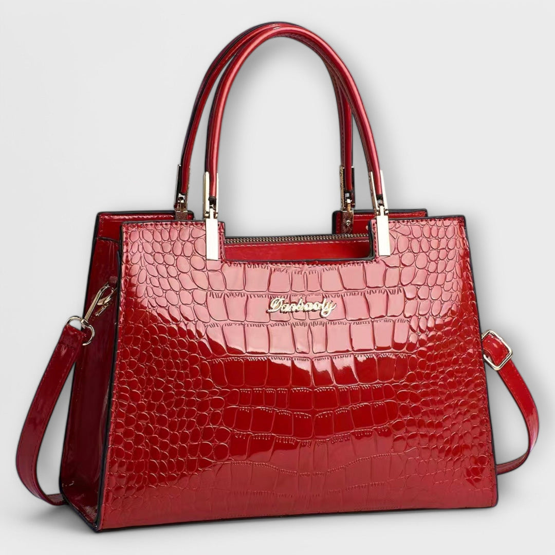 Glossy Crocodile Pattern Handbag