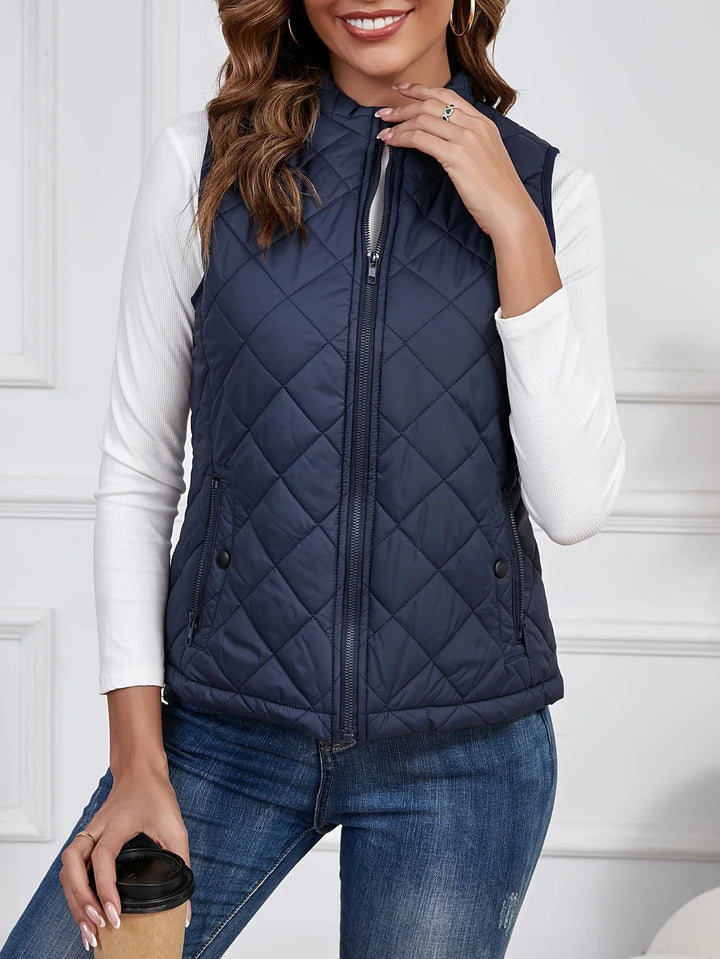 Elegant Quilted Sleeveless Vest for Women – Lightweight Outerwear