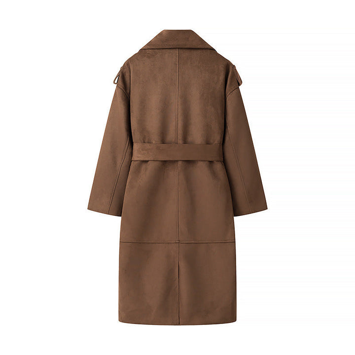 Women's Wrap Coat with Soft Suede Effect - Caleira