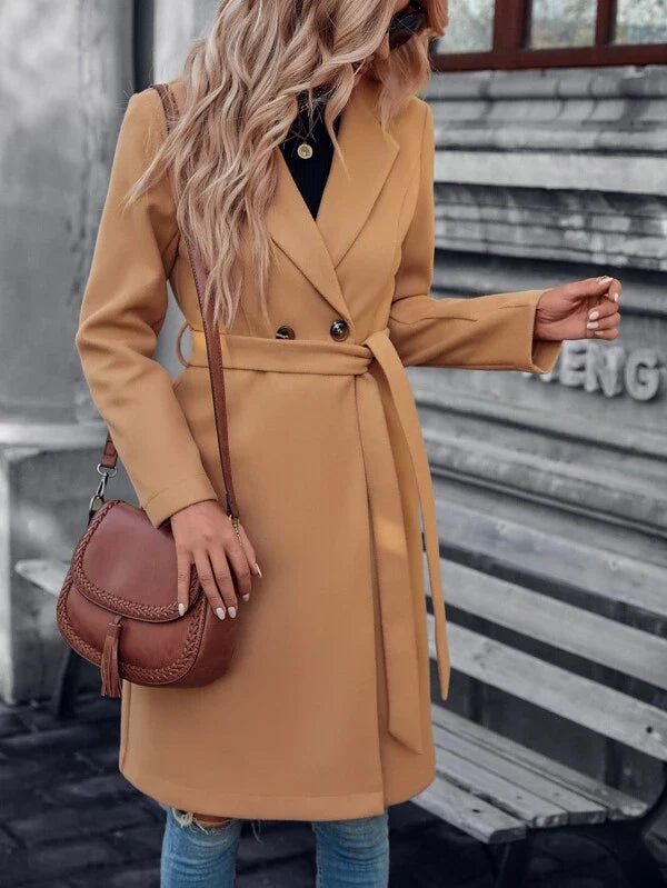 Women's Regular Fit Padded A-Line Coat with Double Buttons